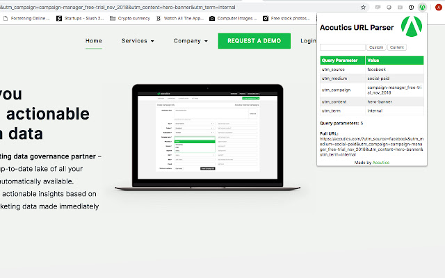 Accutics URL Parser  from Chrome web store to be run with OffiDocs Chromium online