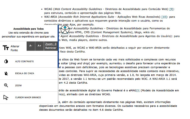 Acessibilidade para Todos  from Chrome web store to be run with OffiDocs Chromium online