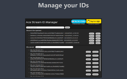 Ace Stream ID Manager  from Chrome web store to be run with OffiDocs Chromium online