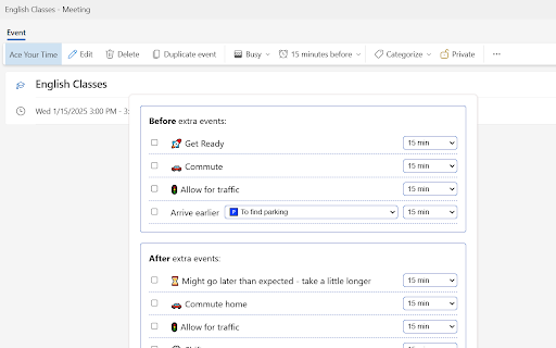 Ace Your Time Outlook  from Chrome web store to be run with OffiDocs Chromium online