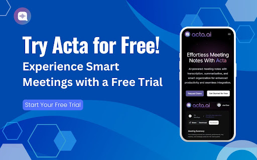 Acta.ai Google Meet Teams and Zoom helper  from Chrome web store to be run with OffiDocs Chromium online