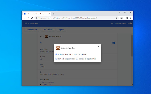 Activate New Tab  from Chrome web store to be run with OffiDocs Chromium online