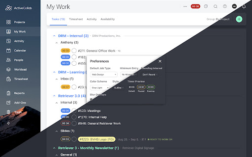 ActiveCollab Additions  from Chrome web store to be run with OffiDocs Chromium online