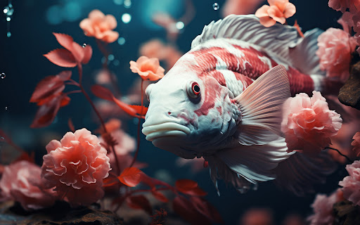 A cute little fish is weaving between the aquatic plants.  from Chrome web store to be run with OffiDocs Chromium online