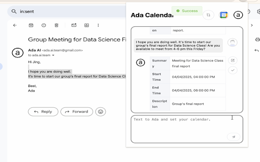 Ada Calendar  from Chrome web store to be run with OffiDocs Chromium online