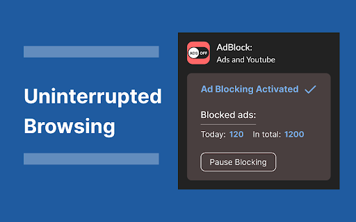 AdBlock Ads and Youtube  from Chrome web store to be run with OffiDocs Chromium online