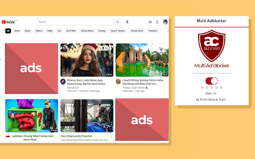 Ad Blocker Complete Multi Adblock for Youtube™  from Chrome web store to be run with OffiDocs Chromium online