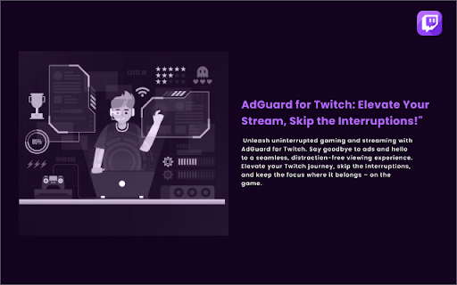 AD Block for Twitch Twitch ADBlock  from Chrome web store to be run with OffiDocs Chromium online