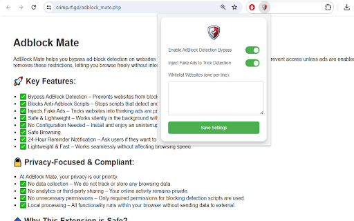 AdBlock Mate  from Chrome web store to be run with OffiDocs Chromium online