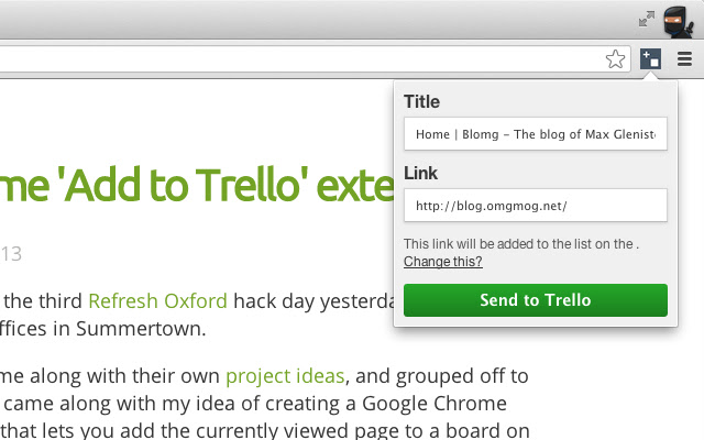Add a link to trello  from Chrome web store to be run with OffiDocs Chromium online