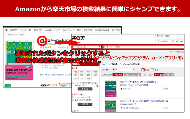 add button for rakuten on amazon  from Chrome web store to be run with OffiDocs Chromium online