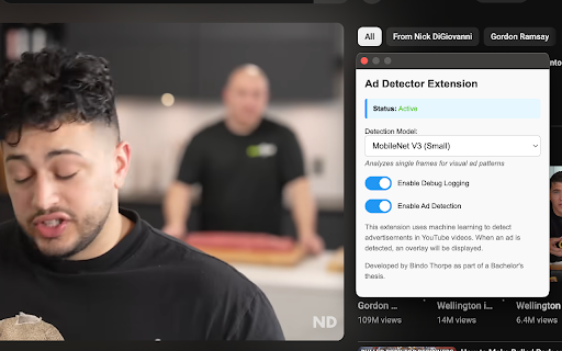 Ad Detector Extension  from Chrome web store to be run with OffiDocs Chromium online