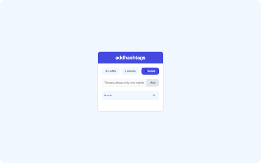 addhashtags  from Chrome web store to be run with OffiDocs Chromium online