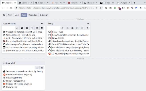 Addictive Tabs  from Chrome web store to be run with OffiDocs Chromium online