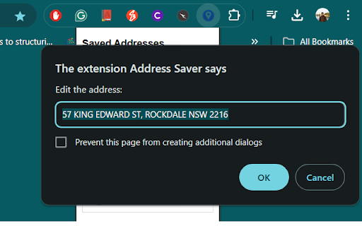 Address Saver  from Chrome web store to be run with OffiDocs Chromium online