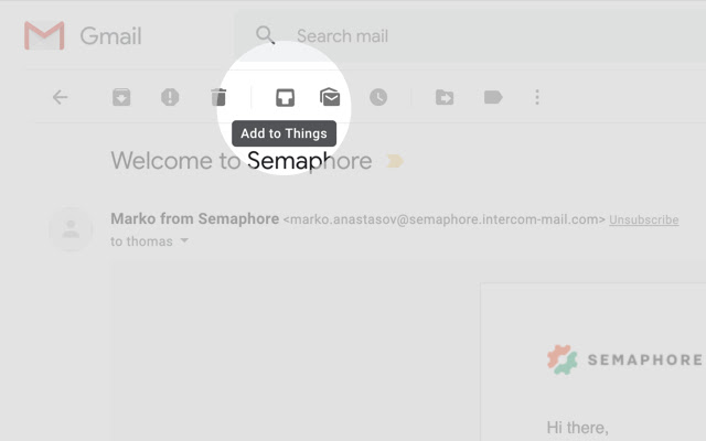 Add to Things for Gmail  from Chrome web store to be run with OffiDocs Chromium online