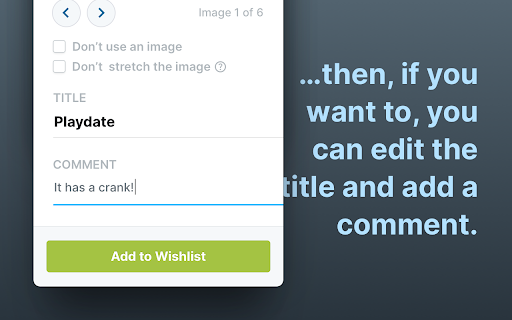 Add to Wishlistr  from Chrome web store to be run with OffiDocs Chromium online
