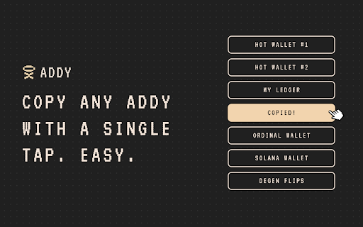 Addy Quick Wallet Copy  from Chrome web store to be run with OffiDocs Chromium online