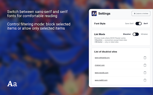 ADHD Reader  from Chrome web store to be run with OffiDocs Chromium online