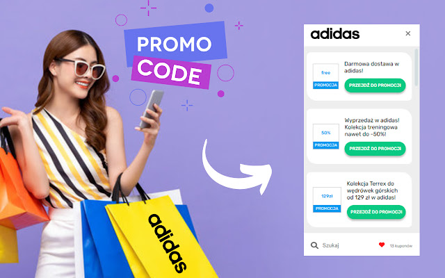Adidas kody rabatowe | promocje  from Chrome web store to be run with OffiDocs Chromium online