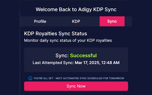 Adigy Sync  from Chrome web store to be run with OffiDocs Chromium online