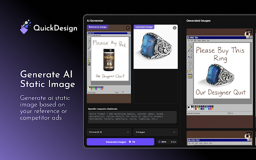 Ad Library Save Ads Facebook QuickDesign  from Chrome web store to be run with OffiDocs Chromium online