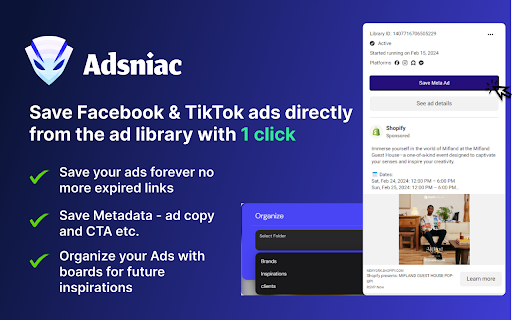 Ad library Save Facebook Tiktok ads from Chrome web store to be run with OffiDocs Chromium online Ad library Save Facebook Tiktok ads from Chrome web store to be run with OffiDocs Chromium online