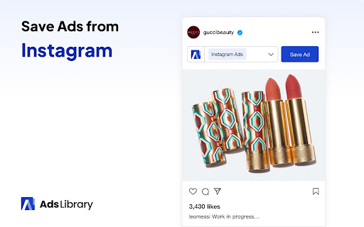 Ad Library Save Facebook, TikTok, Youtube  Ins Ads  from Chrome web store to be run with OffiDocs Chromium online