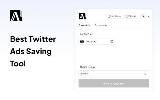 Ad Library： Save to Twitter  from Chrome web store to be run with OffiDocs Chromium online
