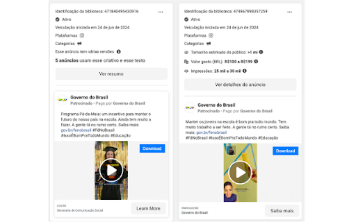 Ad Library Video Download  from Chrome web store to be run with OffiDocs Chromium online