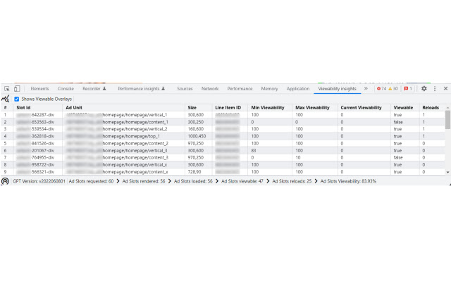 Ad Manager Viewability Insights  from Chrome web store to be run with OffiDocs Chromium online