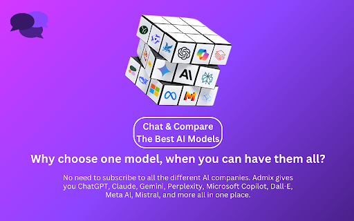 Admix Chat and compare your mix of AI models all at once  from Chrome web store to be run with OffiDocs Chromium online