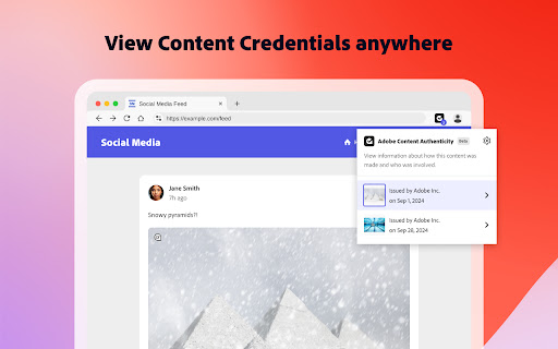 Adobe Content Authenticity  from Chrome web store to be run with OffiDocs Chromium online