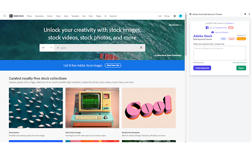 Adobe Stock Bulk Keyword Checker  from Chrome web store to be run with OffiDocs Chromium online