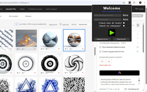 Adobe Stock Metadata Automation  from Chrome web store to be run with OffiDocs Chromium online