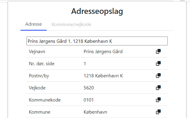 Adresseopslag  from Chrome web store to be run with OffiDocs Chromium online