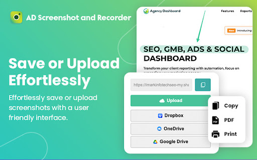 AD Screenshot and Recorder  from Chrome web store to be run with OffiDocs Chromium online