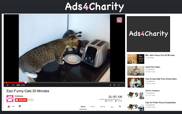 AdsForCharity  from Chrome web store to be run with OffiDocs Chromium online