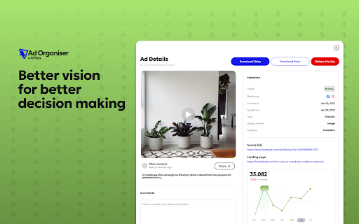 ADSORGANIZER  from Chrome web store to be run with OffiDocs Chromium online