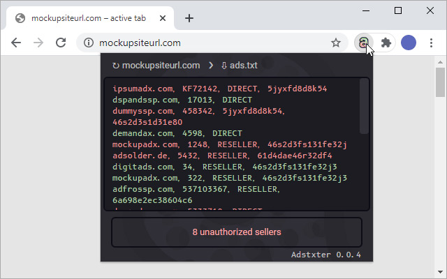 Adstxter – Ads.txt Seller Tester  from Chrome web store to be run with OffiDocs Chromium online