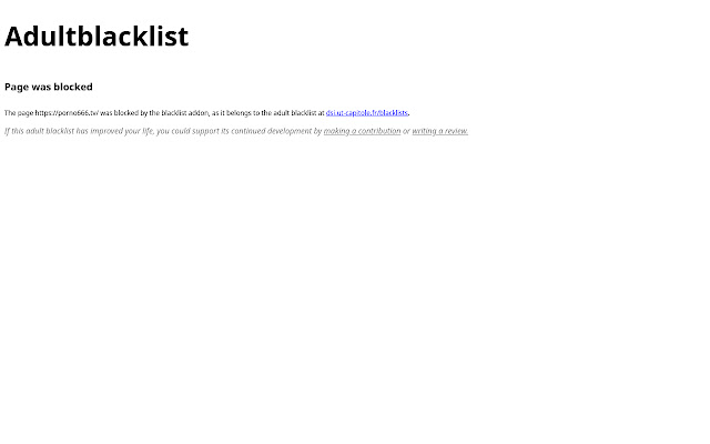 adultblacklist  from Chrome web store to be run with OffiDocs Chromium online