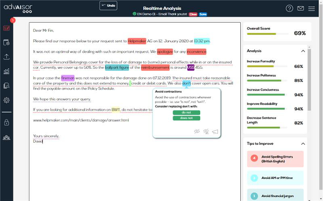 advaisor  from Chrome web store to be run with OffiDocs Chromium online