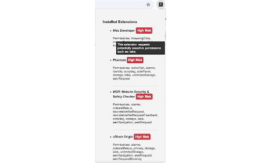 Advanced Extension Risk Checker  from Chrome web store to be run with OffiDocs Chromium online