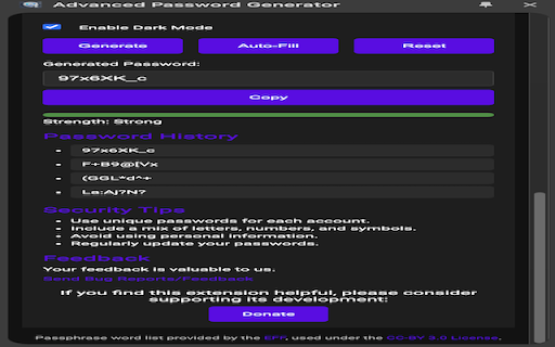 Advanced Password Generator  from Chrome web store to be run with OffiDocs Chromium online