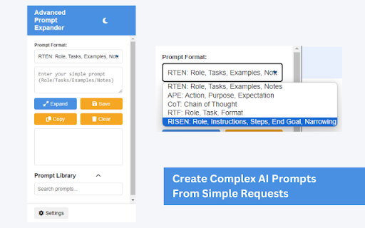 Advanced Prompt Expander  from Chrome web store to be run with OffiDocs Chromium online