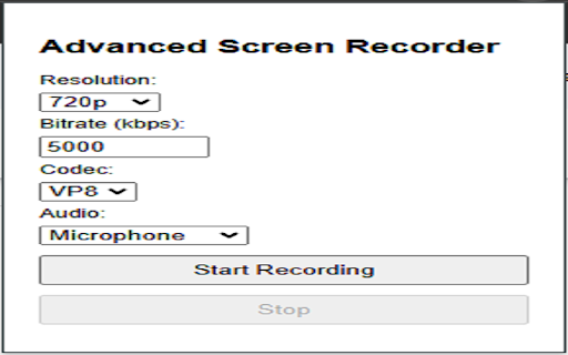 Advanced Screen Recorder  from Chrome web store to be run with OffiDocs Chromium online