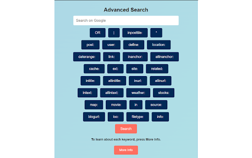 Advanced Search  from Chrome web store to be run with OffiDocs Chromium online