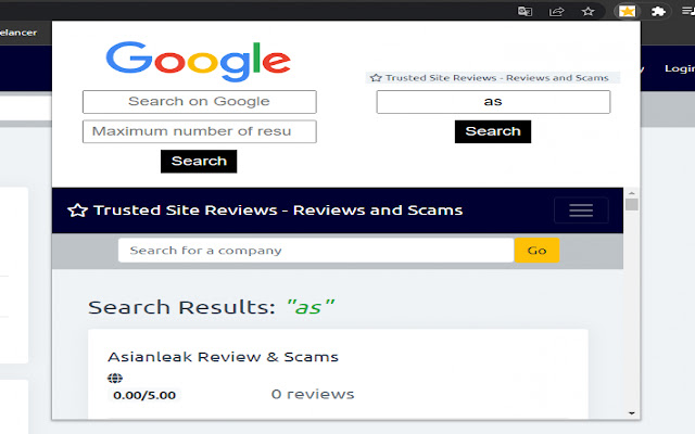Advanced search popup  from Chrome web store to be run with OffiDocs Chromium online