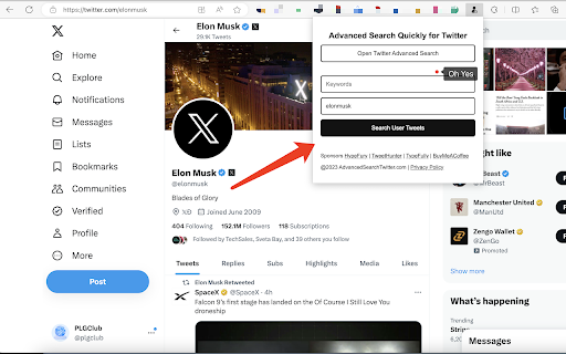 Advanced Search Quickly for Twitter  from Chrome web store to be run with OffiDocs Chromium online