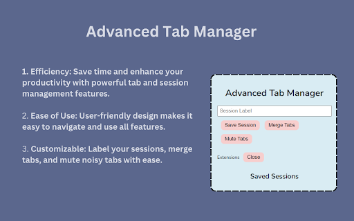 Advanced Tab Manager Control Your Web Experience  from Chrome web store to be run with OffiDocs Chromium online